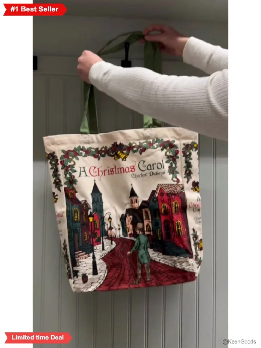 Canvas Tote Bag Book Lovers Reusable Foldable Work Groceries